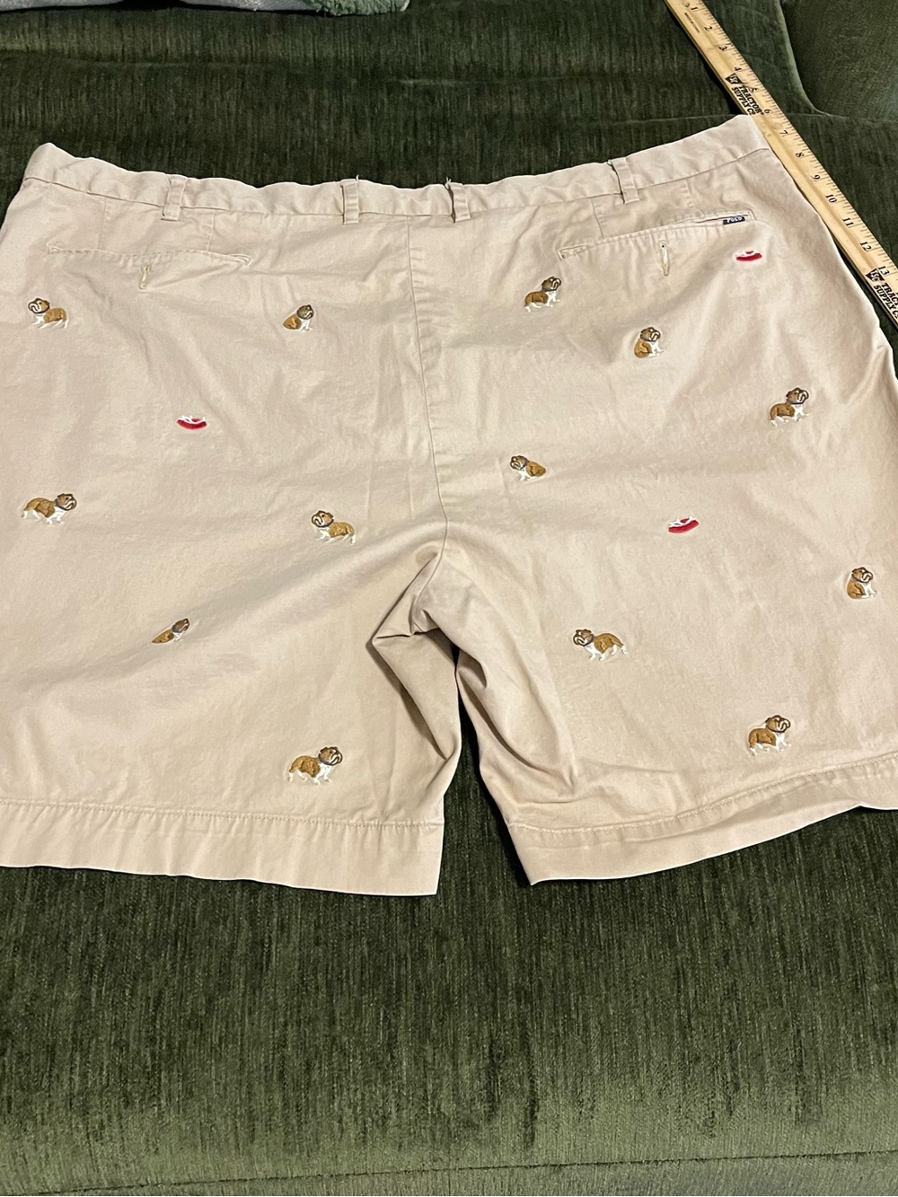 Polo Ralph Lauren Shorts Men size 46B Bulldog Embroidered Classic Beige Khaki